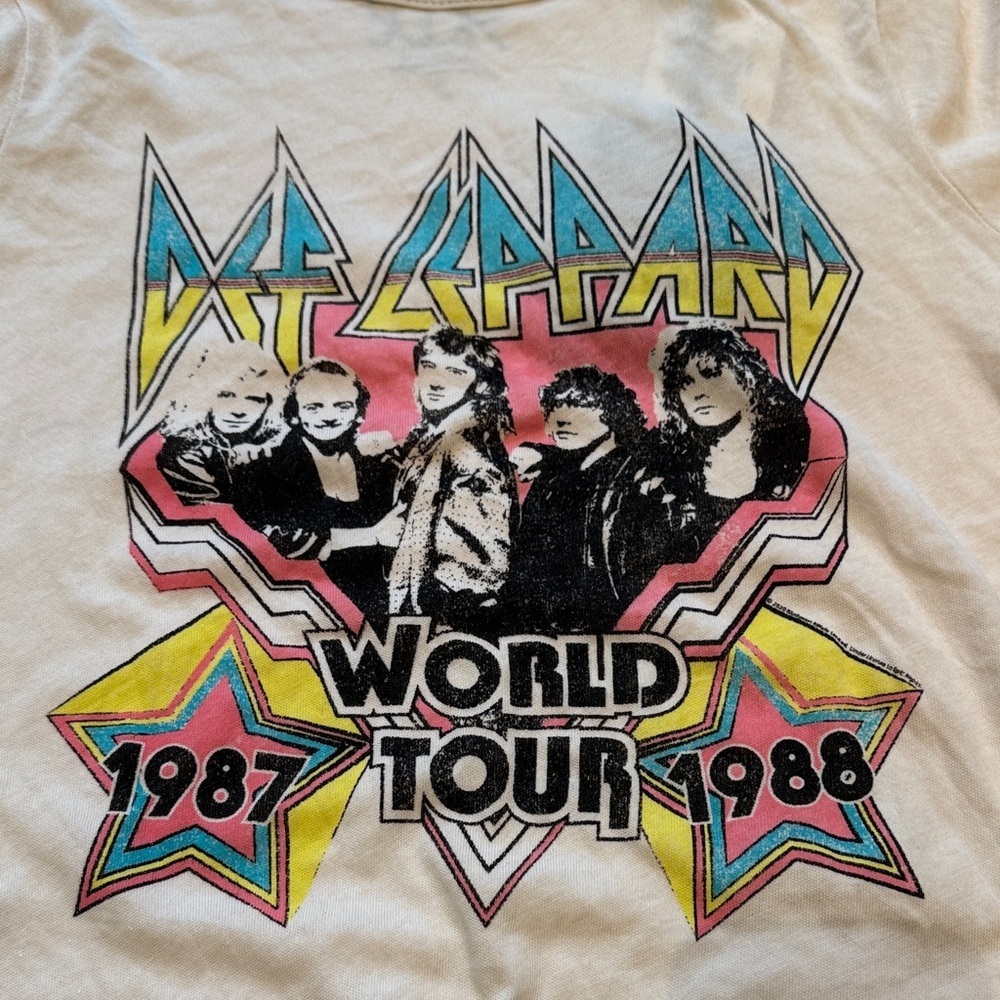 🆕 Chaser |Evereve| Def Leppard World Tour ‘87 Graphic Band Tee, Cream, Size S - Picture 7 of 12